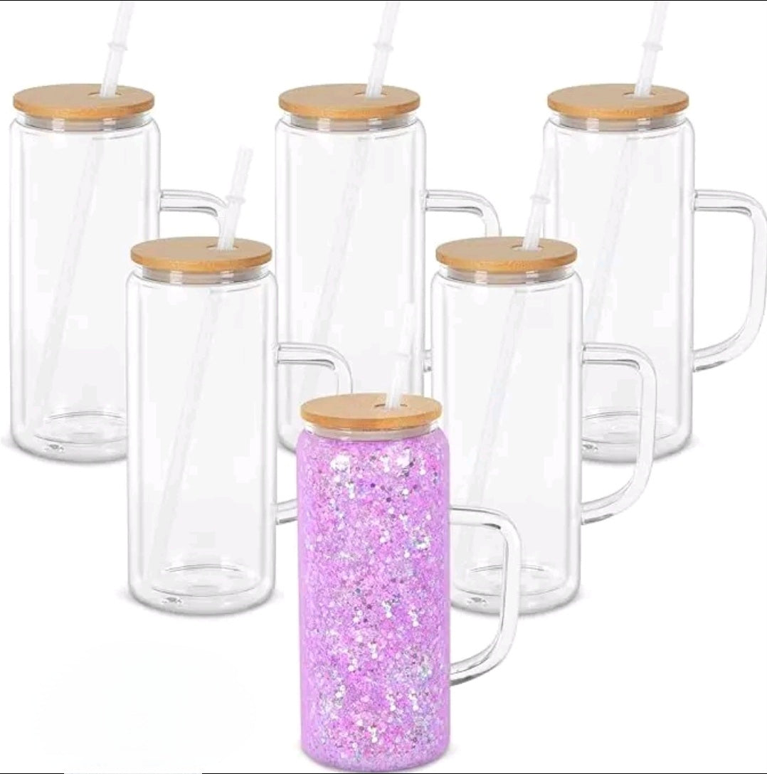 20oz Glass snowglobe (w/Handle)